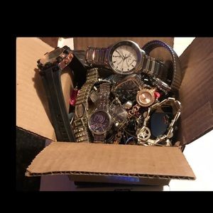 5lb Mixed jewelry craft lot, watches, necklace, beaded, bracelets, more